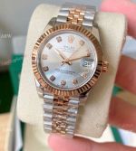 Swiss Faux Rolex Datejust 31mm Silver Dial Half Rose Gold Jubilee Bracelet